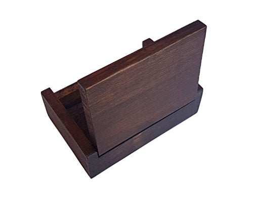 Stained Wooden Box - Length 4" x Width 2.5" x Height 1"