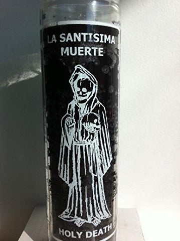 7 Day Glass Santa Muerte Black Candle - Unscented