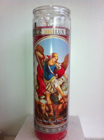 7 Day Glass Archangel Saint Michael Red Candle - Unscented