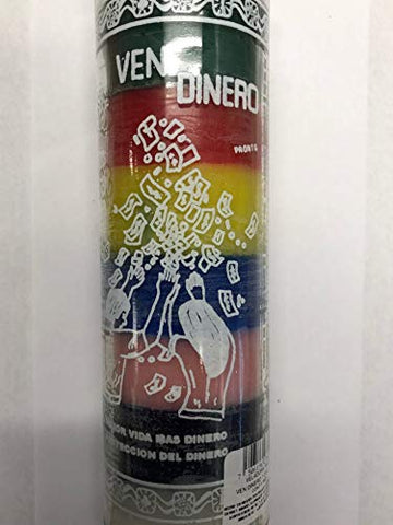 7 Day Glass Money Drawing/Ven Dinero 7 Color Candle - Scented