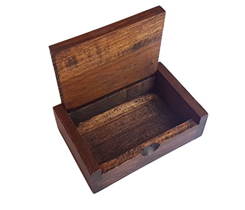 Stained Wooden Box - Length 4" x Width 2.5" x Height 1"