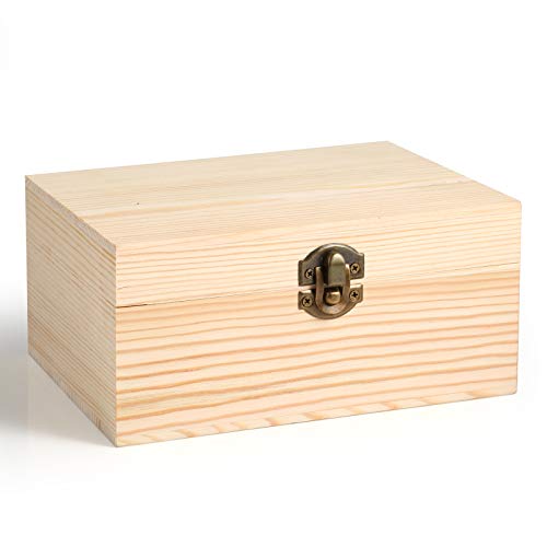 Woiworco Small Wooden Box, 6.7 x 5.1 x 3.1 inch Natural Pine Wood