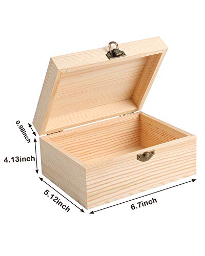 Woiworco Small Unfinished Wooden Box, 6.7 x 5.1 x 3.1 inch Natural Pine  Wood Boxes Unpainted Wooden Boxes for Crafts DIY Wood Box with Hinged Lids  for