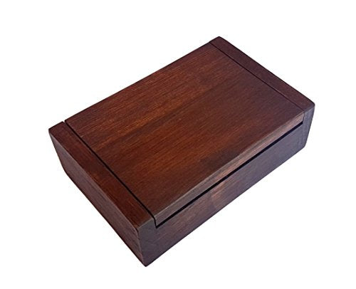 Stained Wooden Box - Length 4" x Width 2.5" x Height 1"