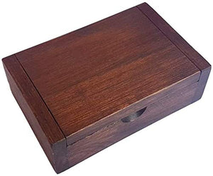 Stained Wooden Box - Length 4" x Width 2.5" x Height 1"