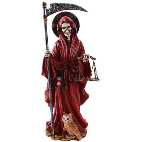 10" Santa Muerte Standing Statue - Red