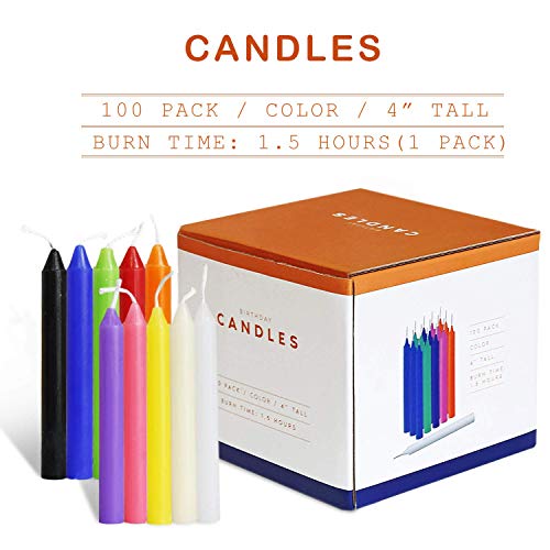 100 pcs Unscented Assorted Colors Mini Taper Candle | 4" Tall x 1/2" Diameter