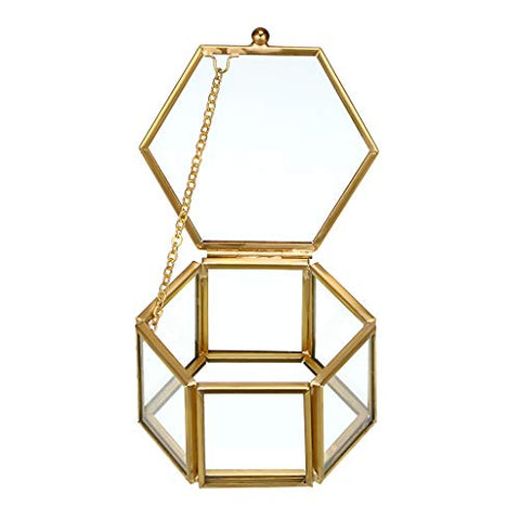 Gold Geometric Glass Jewelry Box