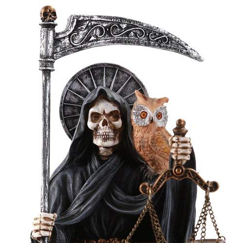 9" Santa Muerte Seated Statue - Black