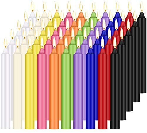 100 pcs Unscented Assorted Colors Mini Taper Candle | 4" Tall x 1/2" Diameter